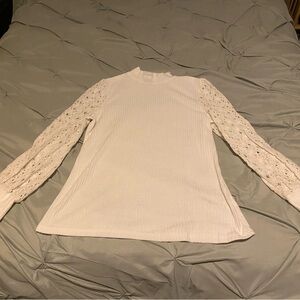 SHEIN White Lace Sleeve Blouse